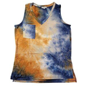 White Birch TyeDye Tank Top Womens Lrg Ultra Soft V-Neck With Pocket New